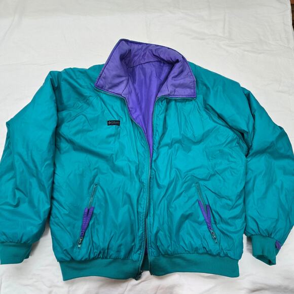 Vintage Columbia Purple Green Reversible 3m Thinsulate Jacket Coat